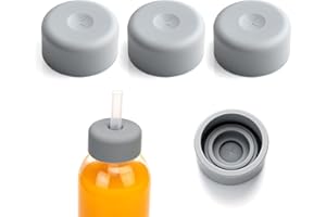 Zukro Water Bottles Replacement Rubber Lids with Straw Hole, Silicone Cap for Luxfuel/Epica/Sursip 10oz/18oz/24oz Glass Bottles With Mouth Opening 1.49 Inch, Press-in Fit, BPA Free, 3 Pack