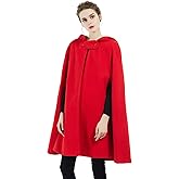 BEAUTELICATE Hooded Cloak Wedding Cape for Women Bridal Winter Robe Wool Blend Halloween Costume Christmas