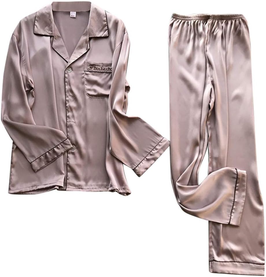 Pajamas Lingerie Satin Sleepwear Man Plus Size Long Sleeve Nightdress Male