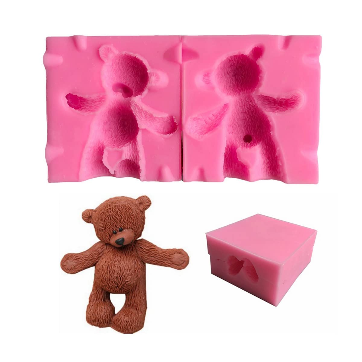 Xidmold 1 Set 3D Teddy Bear Silicone Cake Fondant Mold Chocolate Candy Moulds, Cupcake Jelly Decoration Baking Tool Moulds for Cake, Soap Mould, Mousse, Ice Cube, Wax Melts