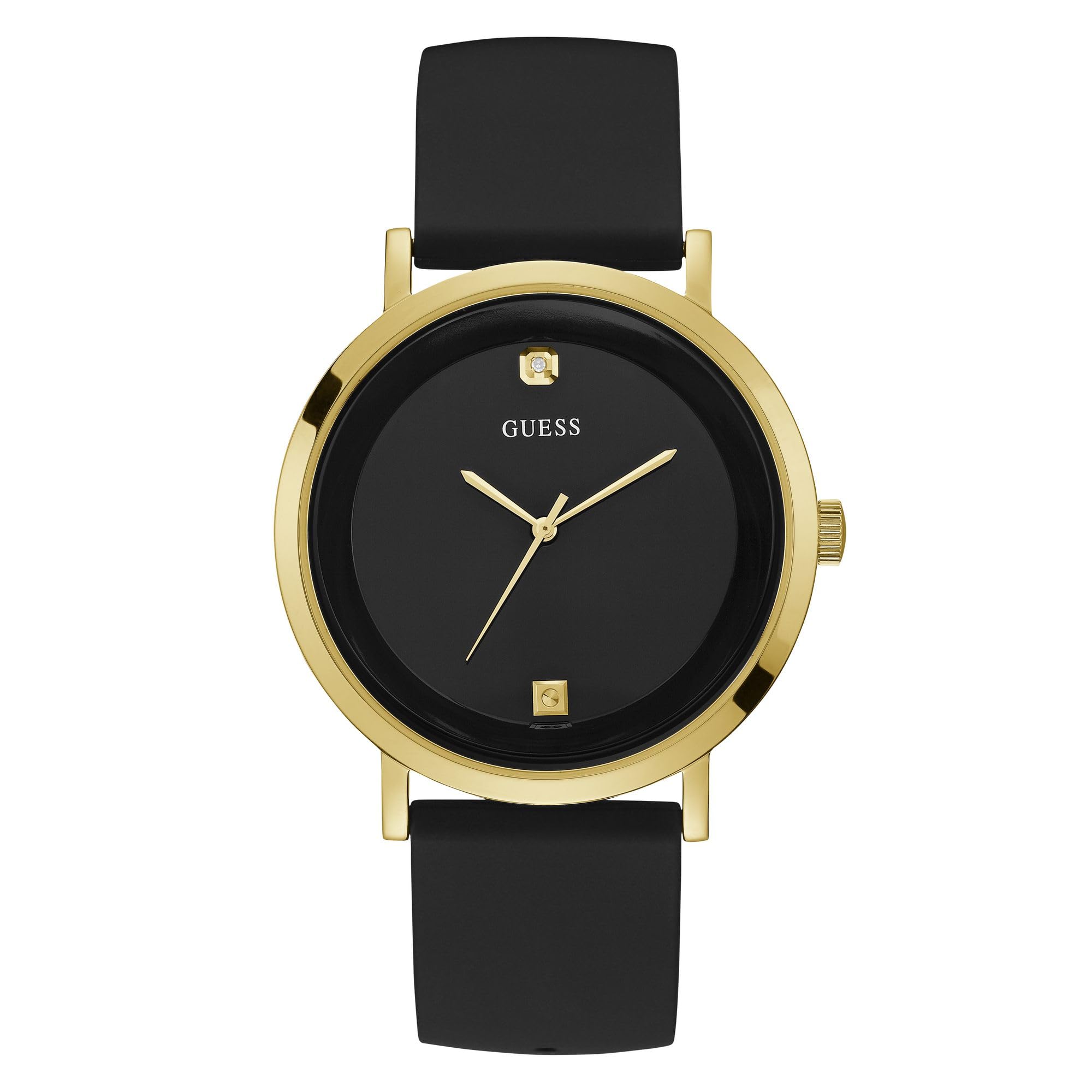 GUESS Reloj de cuarzo japonés de acero inoxidable para hombre con correa de silicona, negro, 22 (Modelo: U1264G1)