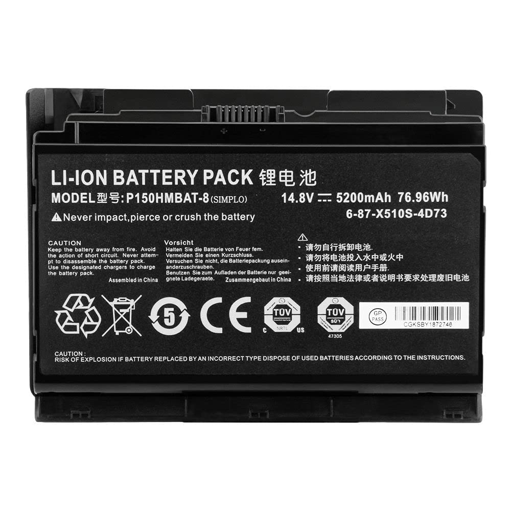 7XINbox 14.8V 5200MAH 76.96WH P150HMBAT-8 Laptop Battery compatible with CLevo P150HM P151HM Sager NP8150 NP8130 6-87-X510S-4D72 6-87-X510S-4J72