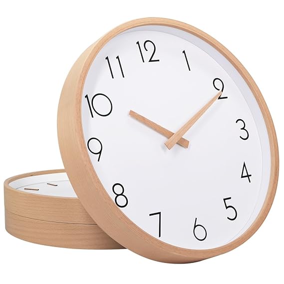 TXL Wanduhr Holz 30,5 cm Silent groß aus Holz Wand Uhren Digital Wanduhr Geräuschlos für Küche Raum Vintage Home Decor 12 inc