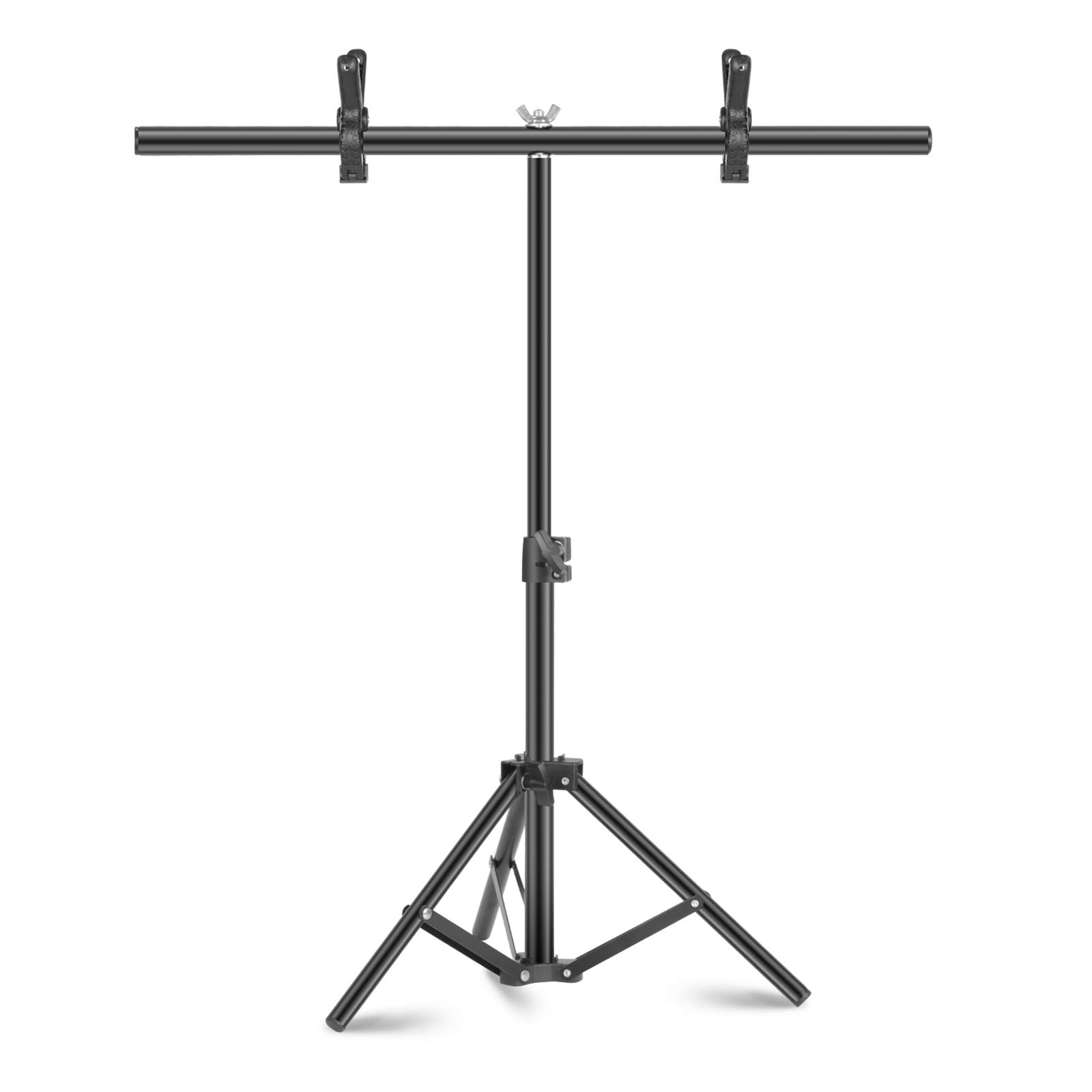 Neewer 60x70cm T-Shape Backdrop Support Stand: 15-28 inches Height Adjustable Tripod Stand and 24 inches Width Crossbar with 2 Packs Heavy Duty Background Clamps for Studio or Video Photography