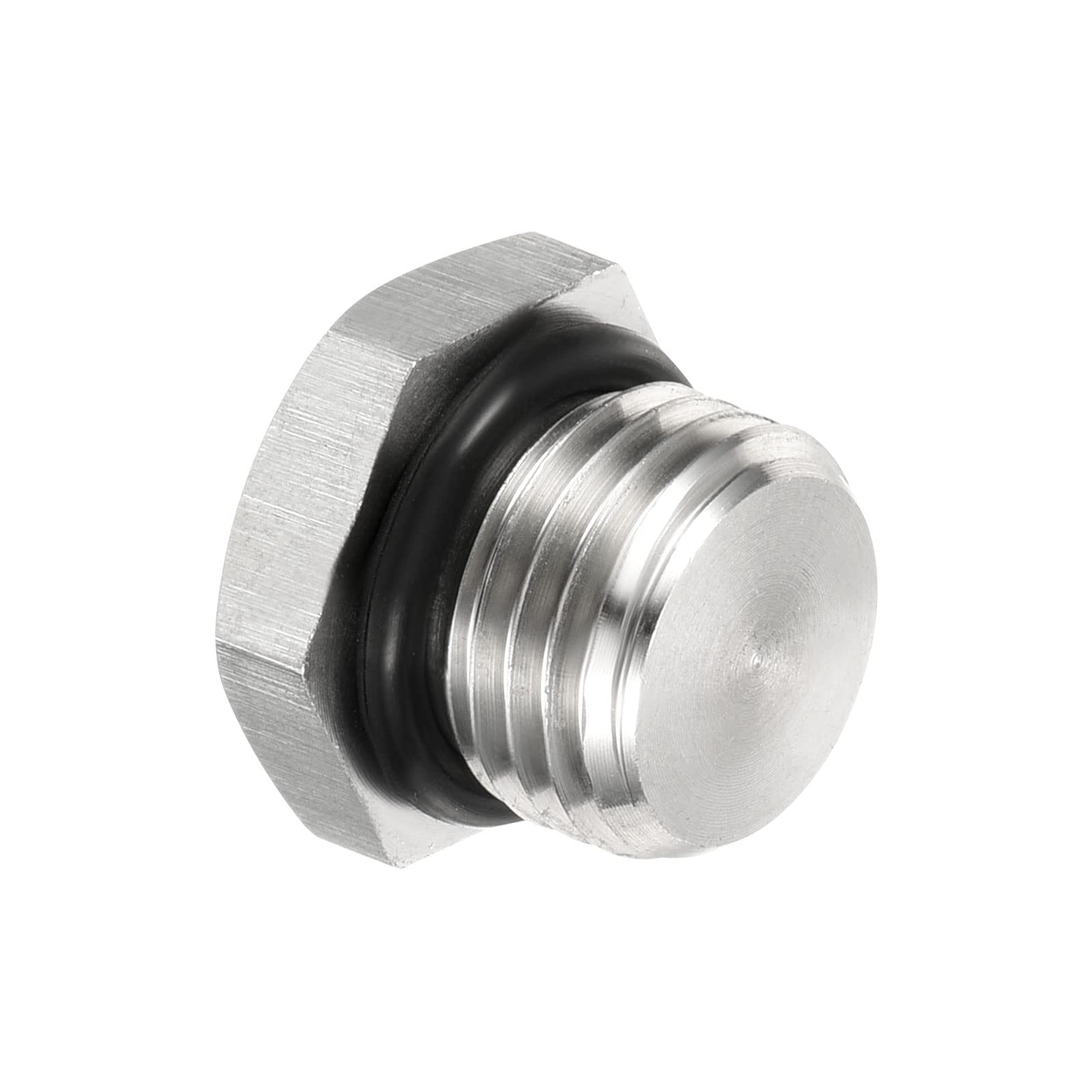 PATIKIL G1/4 Male Plug, 1 Pack Waterproof Dustproof 304 Stainless Steel Thread Hex Head Socket Solid Pipe Fitting with Sealing Rubber Ring