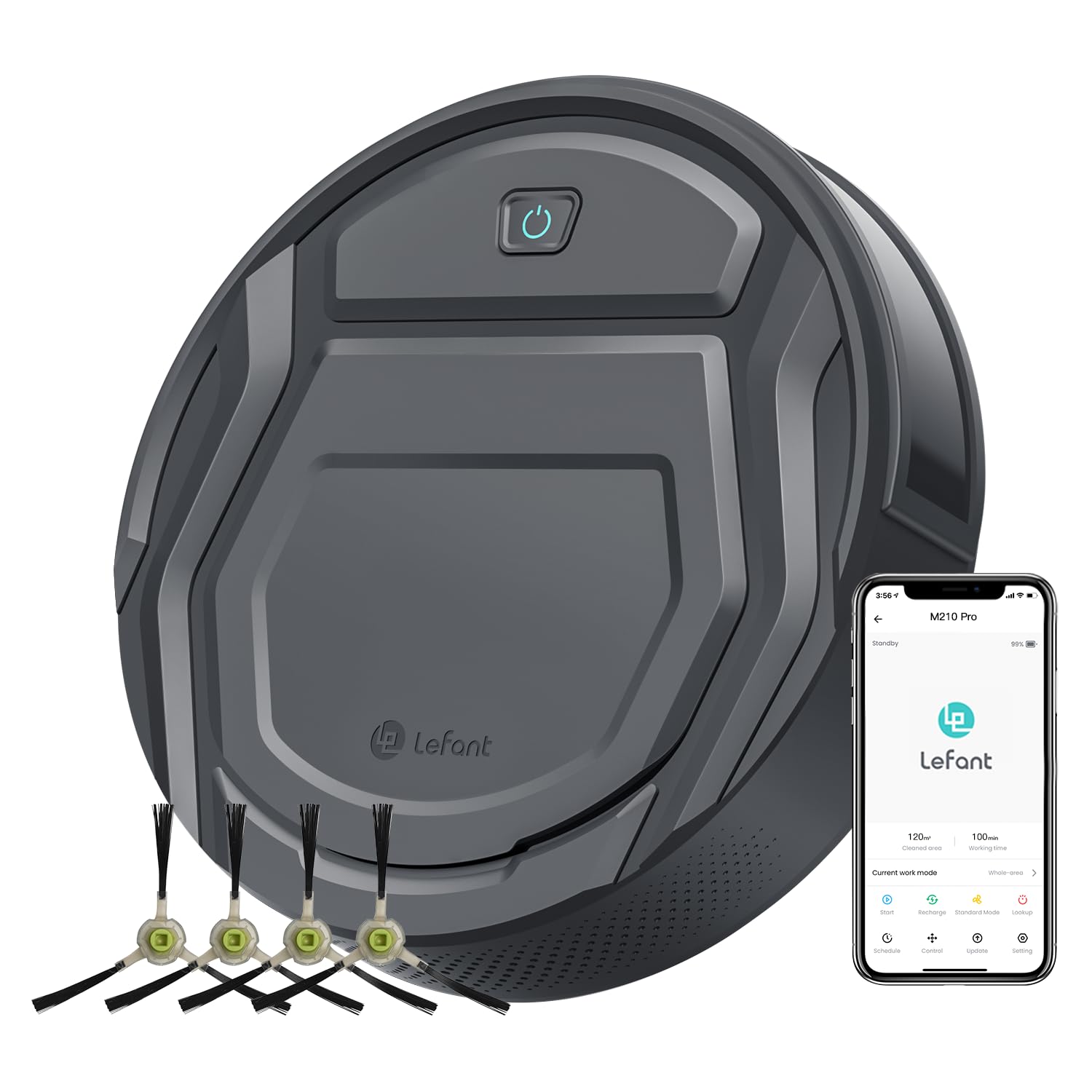 Lefant M210 Pro Robot Vacuum Cleaner, Slim and Quiet, 3 Suction Levels, 6 Cleaning Modes, Schedule Time, WiFi/APP/Alexa, 120-Min Runtime, Self-Charging, Perfect for Pet Hair and Hard Floors