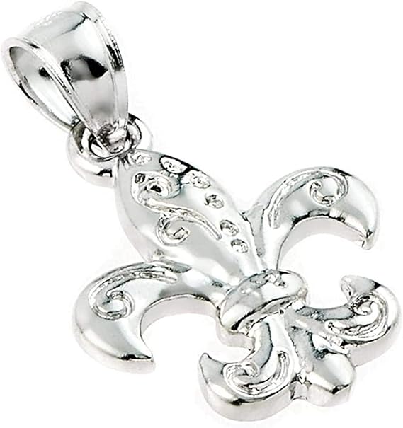 NC83 Colgante con dije de flor de lis de plata de ley 925: Amazon.com