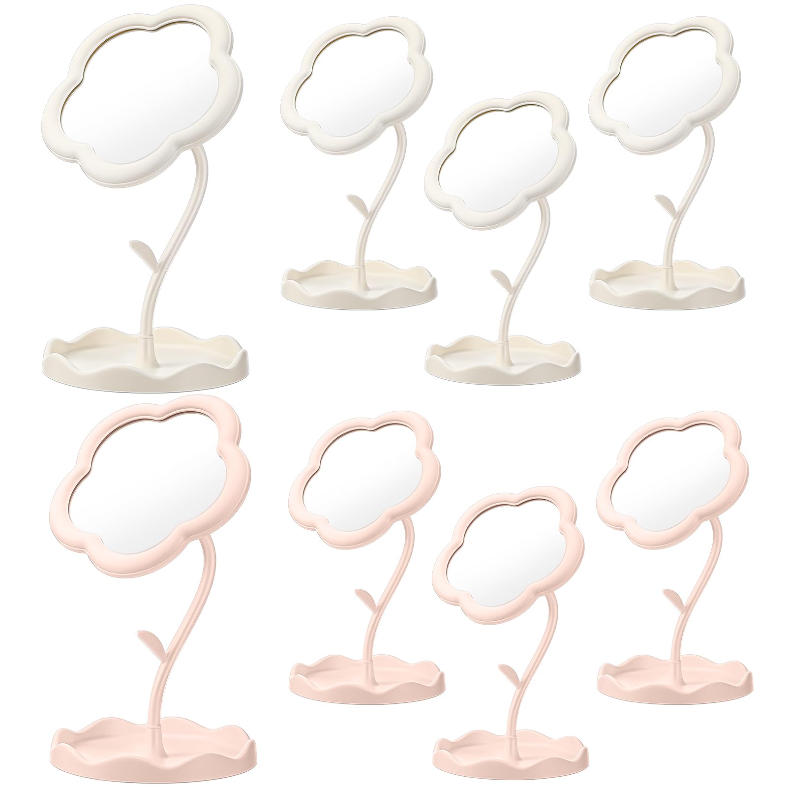 Photo 1 of GlikCeil 8 Pcs Flower Shaped Mirror Spa Party Makeup Mirror Sleepover Party Favor for Spa Sleepover Slumber Birthday(Pink, White)