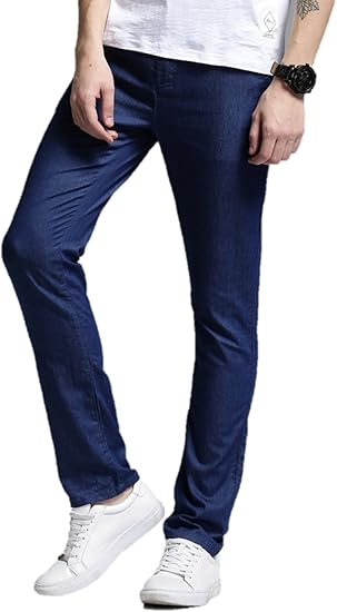 Amazon メンズ デニム ヴィンテージ風 ストレート ストレッチ パンツ ジーンズ ジーパン きれいめ 綿パン K 28 ブルー ジーンズ 通販