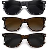 MEETSUN Retro Polarized Sunglasses for Women Men Classic Mirror Lens Driving Trendy Sun Glasses UV Protection (3 Pack)