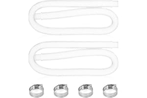 XIMOON 1.25 Inch Pool Hose 59” Long Replacement for Above Ground Pool, Filter Pump Hose with Metal Clamps (2 hoses & 4 clamps)