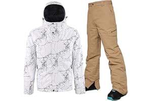 YEEFINE Men's Ski Suit Waterproof Snowsuit Winter Ski Jacket and Pants Set Outdoor Warm Snow Snowboard Suit