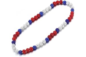 RWQIAN Baseball Beaded Necklace for Men Boys, Bling Drip Chains Inspired Accessory With Diamond Rhinestone Discoball, Jewelry Making Gift for Baseball Team Athletes