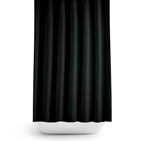 Extra Wide Bespoke Size Black Fabric Shower Curtain 240cm Wide By