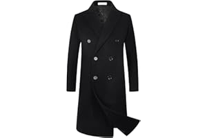 ELETOP Men's Trench Coat Long Wool Jacket Winter Overcoat Pea Coat