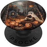 Spooky Halloween Ghost Reading Bookish PopSockets Adhesive PopGrip