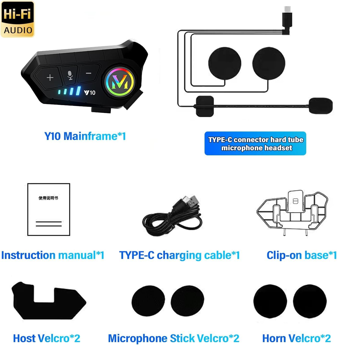 Motorcycle Helmet Bluetooth Speakers, IPX6 Intelligent Noise Bluetooth 5.3 Helmet Headset, HiFi Sound Helmets Headphones with Mircrophone for All Helmets, Automatic Answer/Music Control/Wake up Siri