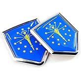 Newperlite Indiana Flag Decal Sticker Car Emblem Indiana Flag Car Decoration Accessories Chrome Shield for Truck Vehicles Cars, 2 Pack