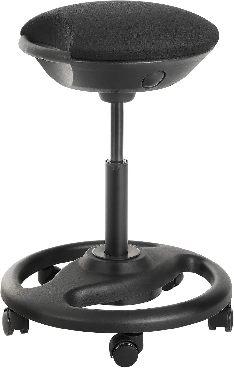 SONGMICS Office Stool Chair, Rolling Sit Stand Stool, Ergonomic Wobble Stool, Height Adjustable Active Stool with Extra Large Seat, Tilts 10°, Black UOSC06BK