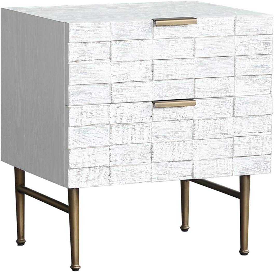 Amazon Com Ghh Nightstand Modern Old Oak Bedroom Multi Pump Storage White Bedside Table Double Drawer Solid Wood Nightstand Kitchen Dining