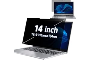 MokaZii Nano-Adsorption Laptop Privacy Screen 14 inch 16:9, Removable Laptop Privacy Screen Protector, Anti Glare Blue Light 