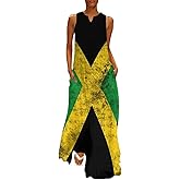 TAIZIYEAH Long Dress Elegant Casual Long Dress Jamaica Flag Girls Summer Sunshine Beach Skirts for Womens S