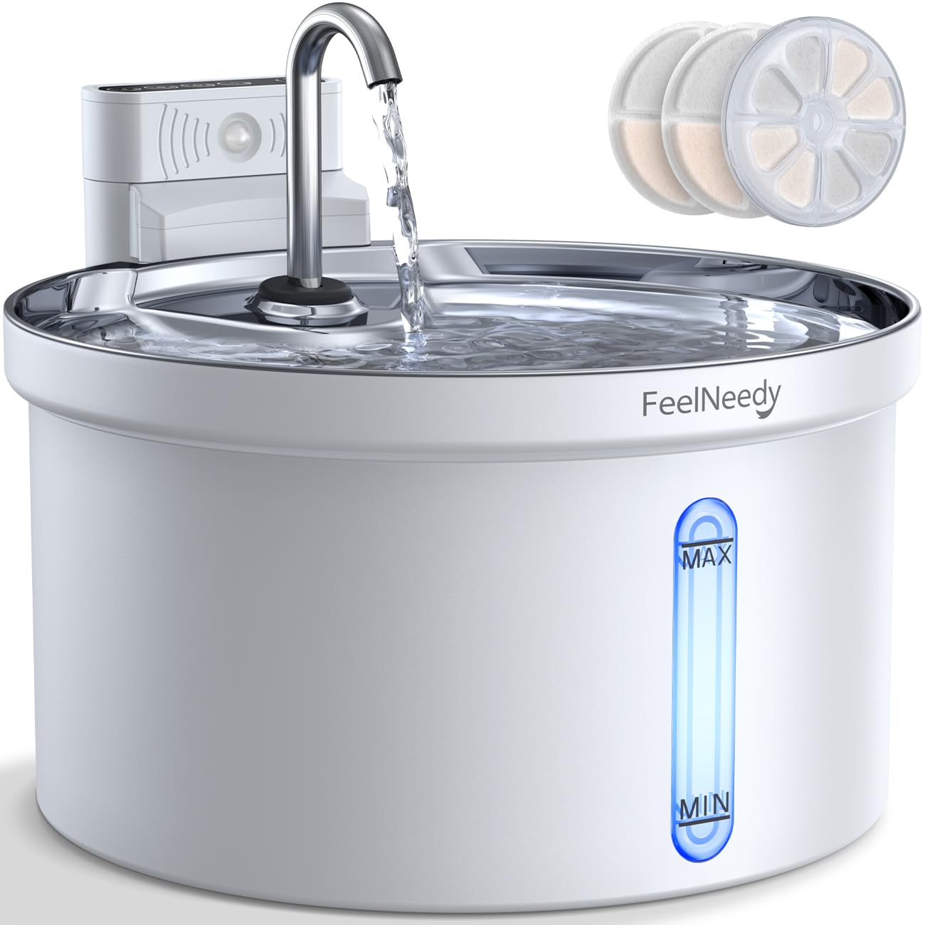 Photo 1 of **MISSING BATTERY PACK** Wireless Cat Water Fountain [Water & Battery Separation] FEELNEEDY Automatic Pet Water Dispenser with Motion Sensor, 3.5L/118oz 4000mAh Battery Operated Water Fountains for Cats Dogs