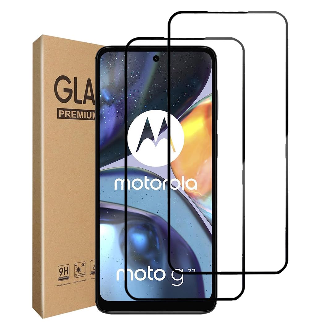 jonlineuk [2-Pack] Full Coverage Screen Protector for Motorola Moto G22 Tempered Glass Film, [Case Friendly][Anti-Scratch][Anti-Shatter] For Moto G22