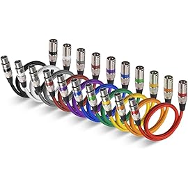 EBXYA XLR Cable de micrófono Cable de parche corto de 2 pies 10 paquetes de colores - 3 pines XLR macho a hembra equilibrado