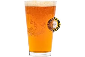 Poker Chip Beer Glass, Real Poker Chip Embedded, Unique Poker Lover Gift, Clear Beer Drinking Glass, Casino Themed Barware, G
