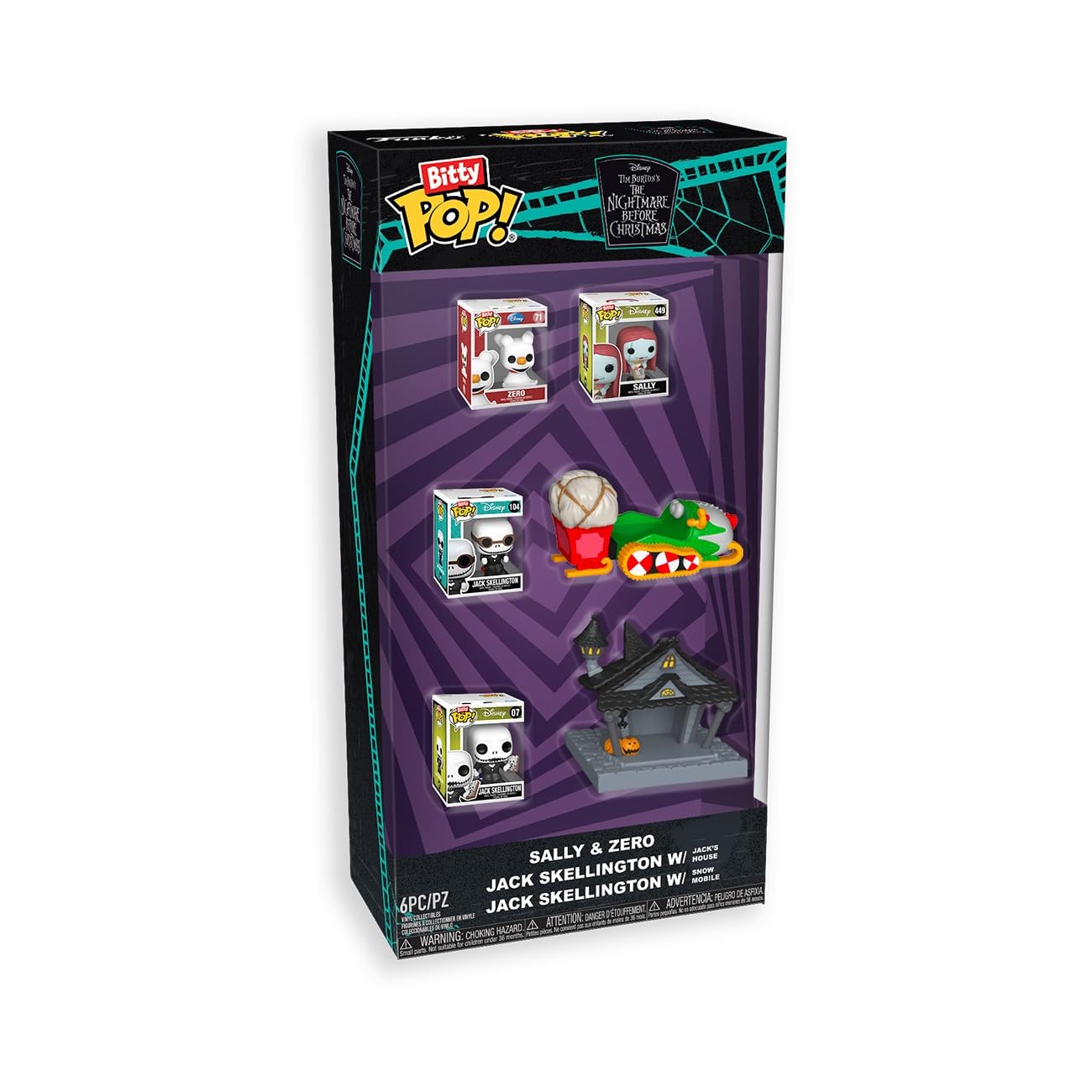 Funko Bitty POP! Starter Set: Disney - The Nightmare Before Christmas - TNBC - 4 Mini Figures - Town - Ride - 6 Pieces - Jack - Sally - Zero - Collectable Vinyl Figure - Gift Idea