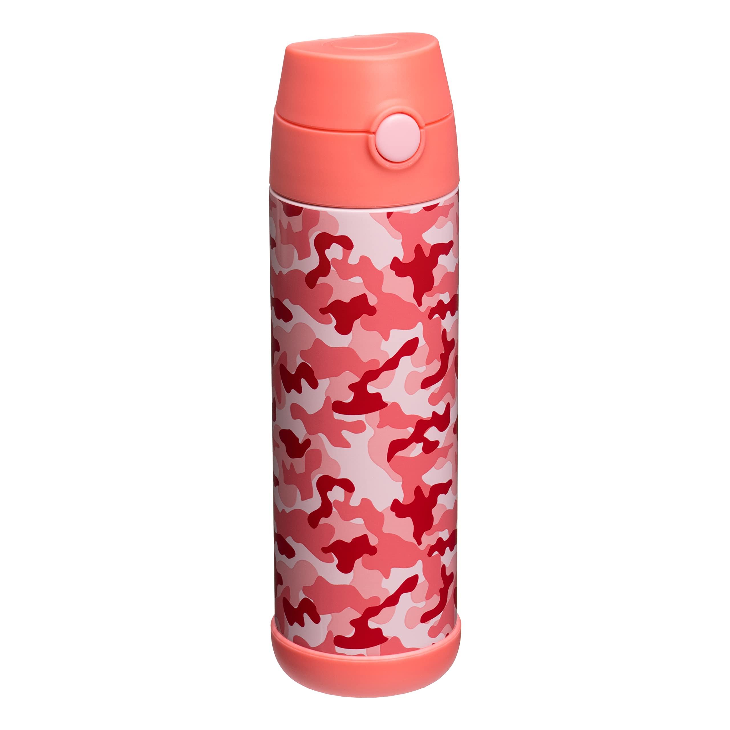 Snug Kids Flask - Stainless Steel Insulated Water Bottle with Straw for Children/Toddlers (Girls/Boys) - Pink Camo, 500ml