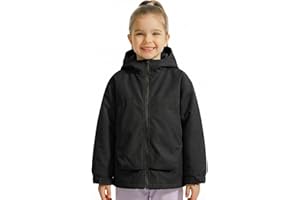 Gogokids Boys Girls Waterproof Jacket Insulated Padded Windbreaker Raincoat Sports Hooded Outerwear for Hiking Gear 4-12Y