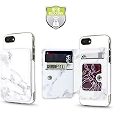 Gear Beast Cell Phone Wallet for Back of Phone, Stick On Wallet Credit Card ID Holder with RFID Protection Compatible with iPhone, Galaxy & Most Smartphones and Cases White Marble