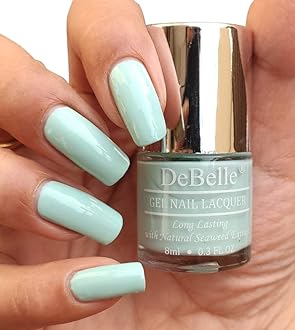 Gel Blue Glossy Finish Nail Polish-Mint Blue(Mint Amour), 8 Ml - Enriched With Natural Seaweed Extract, Cruelty Free, Toxic Free