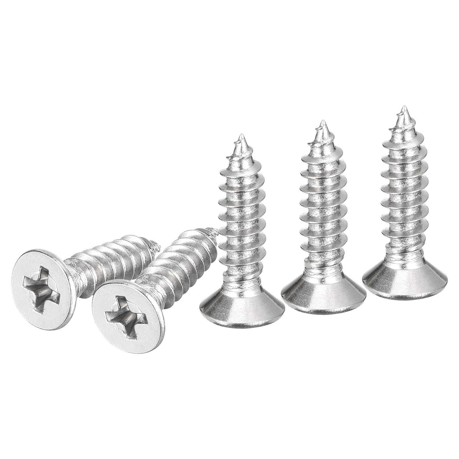 DTGN 50Pcs M5x20mm Flat Head Wood Screws, 304 Stainless Steel Phillips Self Tapping Screws - Good for Woodworking, Furniture - Silver — image 1