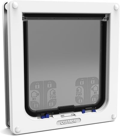 Cat Mate 4-Way Locking Cat Flap for Large Cats and Small Dogs White