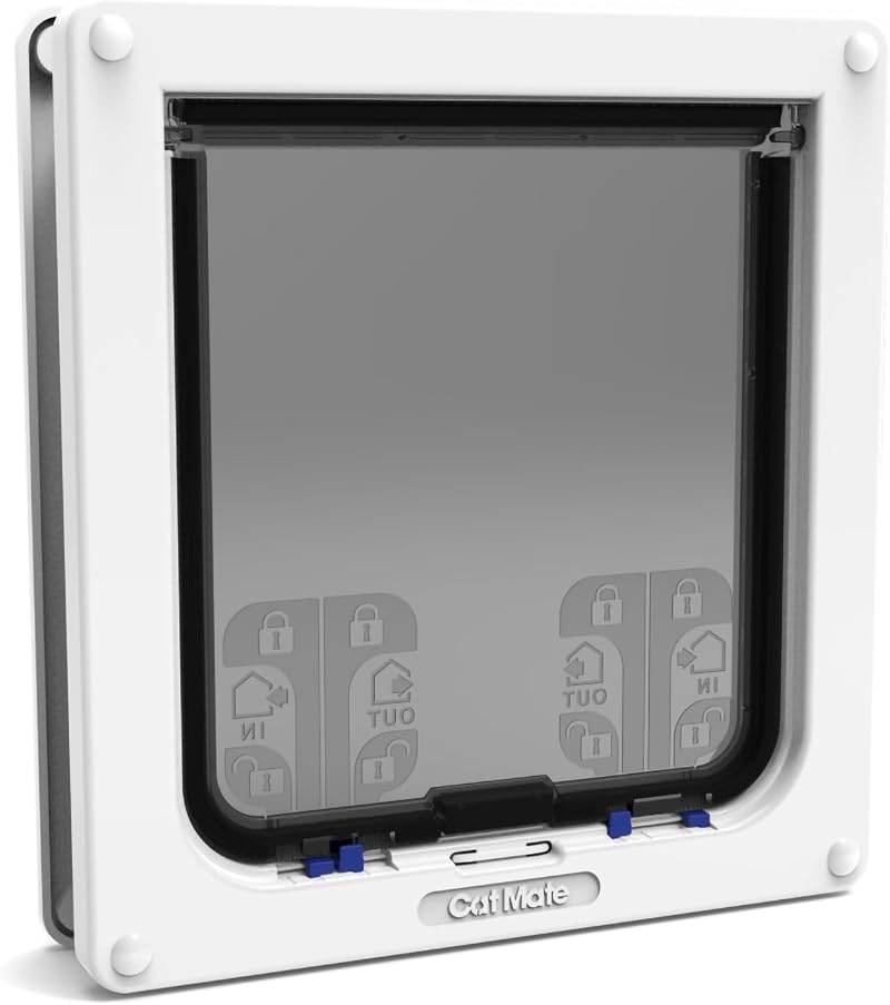 Cat Mate 4-Way Locking Cat Flap for Large Cats and Small Dogs White