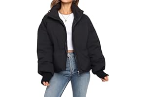 Flygo Winter Cropped Puffer Jacket Coats for Women 2025 Short Warm Quilted Jackets Outerwear with Pockets