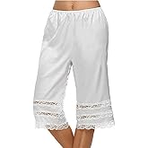 Women's Lace Trim Culotte Slip Snip-it Pettipants Bottom Split Skirt Bloomers Lingerie Satin Pant Slip