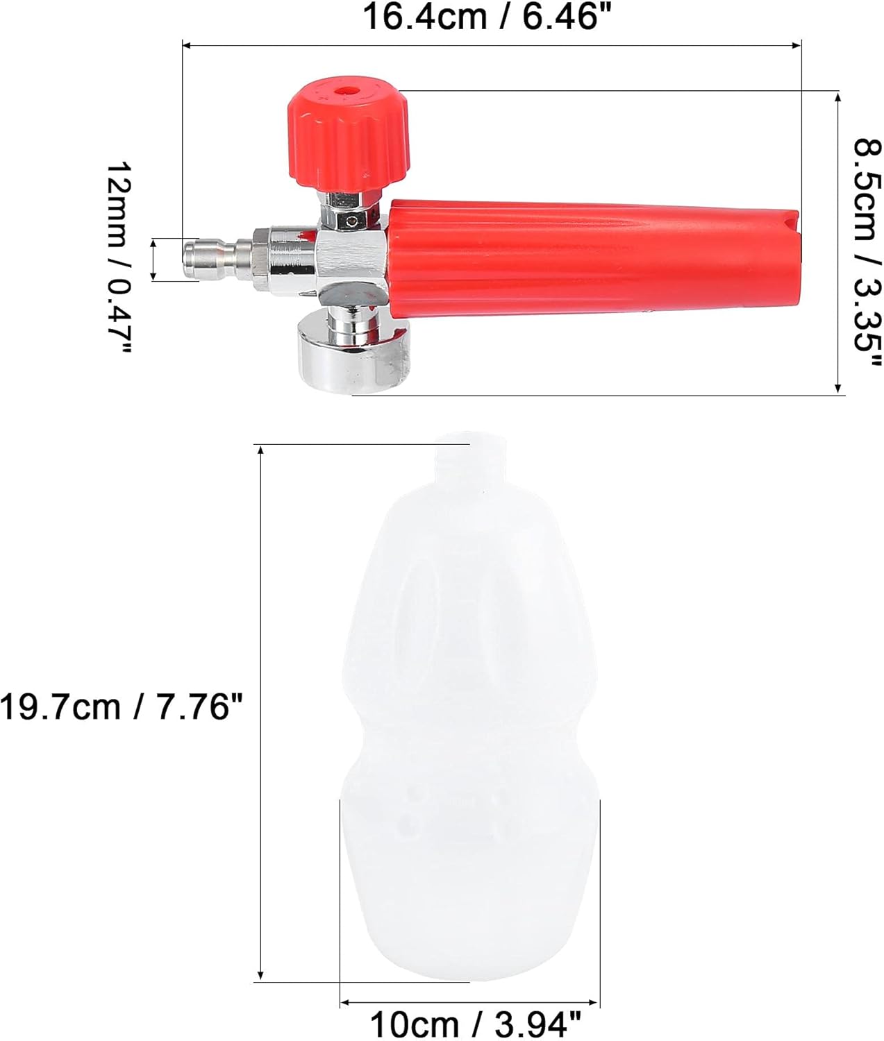 X AUTOHAUX Car Snow Foam Lance Pressure Washer Jet Nozzle Foam Blaster with Red Knob for 1/4" Quick Plug: Automotive