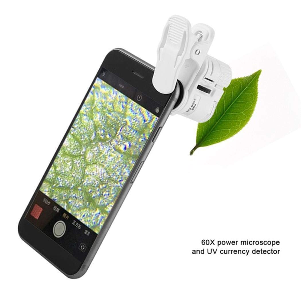 LIOPIO Clip-type Microscope 60X Magnification LED Light Mobile Phone Magnifier Lens Attachments