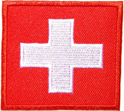 Swiss Switzerland Flag White Cross National Football Team Military Army Biker Jacket T shirt Uniform Patch Sew Iron on Embroidered Badge Sign Costume