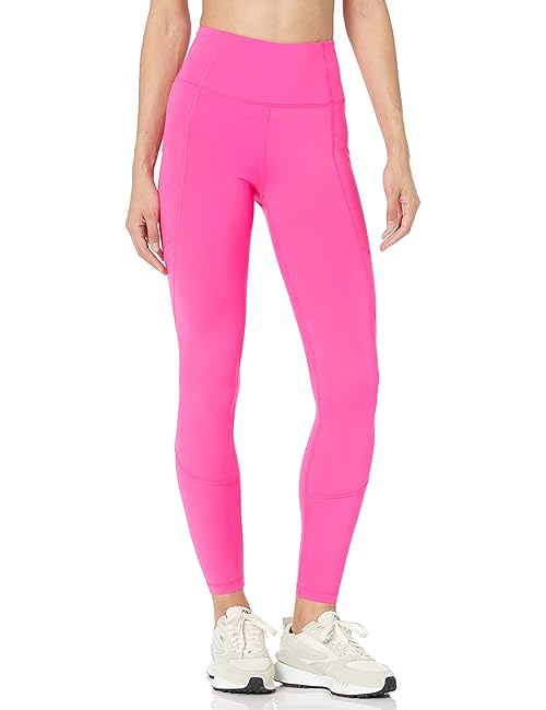 Amazon Essentials Women's Active Sculpt Workout High Rise Full Length Leggings with Pockets (Available in Plus Size), Neon Pink, 3X