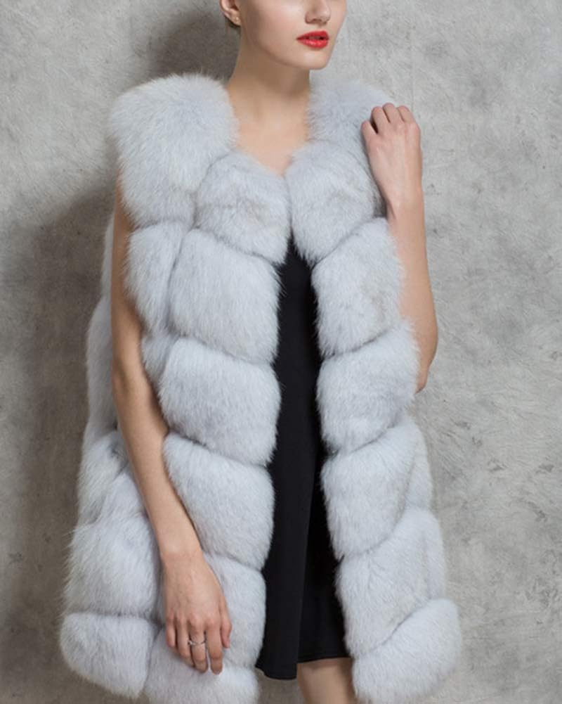 Donna Senza Maniche Gilet Giacca Caldo Pelliccia Sintetica Addensare Cappotto