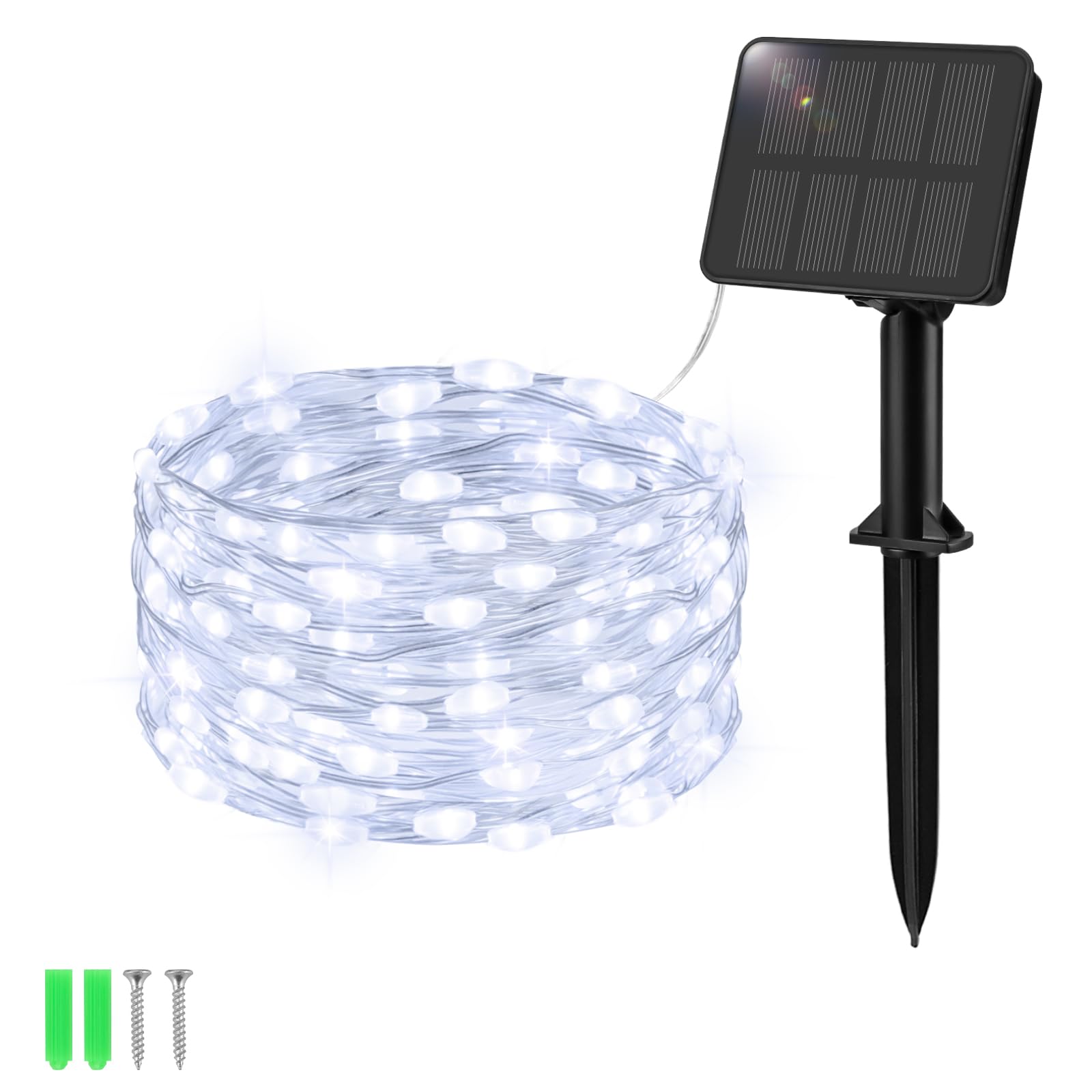 Etopgo Solar String Lights Outdoor Garden, 5M50LED Solar Powered Fairy Lights Waterproof,8 Modes Copper Wire Solar Decoration Lights for Tree,Patio, Garden,Yard,Home,Wedding,Party