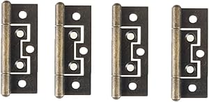 Antrader Non-Mortise Door Hinges, Cabinet Gate Closet Door Hinge Home Furniture Hardware with Mounting Screws, Bronze Tone, Pack of 4
