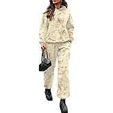 AMZANGEL Women's 2 Piece Outfits Lounge Sets Fleece Long Sleeve Hoodies Sweatpants Sweats Track Suits