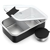 Bakpoco Stainless Steel Bento Lunch Box for Kids, 33oz Leak-Proof Lunch Box Containers, Microwave-Safe, with Adjustable Divider, Convenient Metal Lunchbox for School, Travel