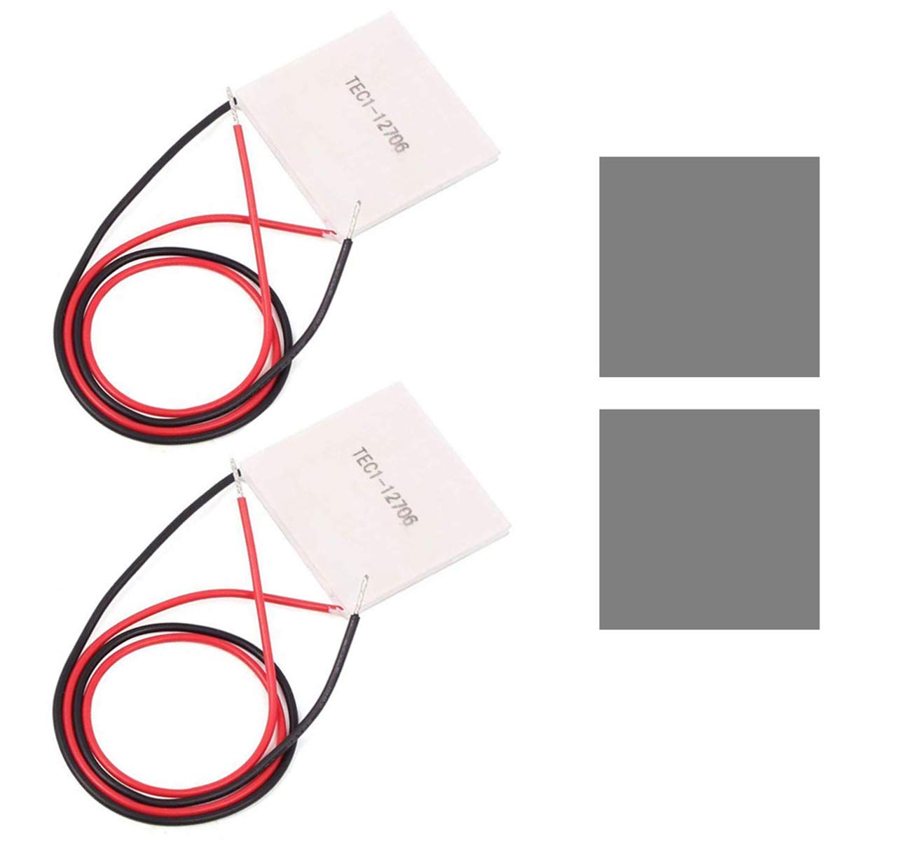 Youmile 2 Pcs TEC1-12706 12V 6A 60W Thermoelectric Cooler Cooling Peltier Plate Module 40 x 40 mm Semiconductor Refrigeration with 2Pcs Thermal Conductive Pad